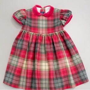 Papo d’anjo velvet Peter Pan holiday dress classic lined 4Y red/ pink/sage green